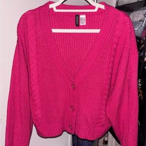 H&M Fuchsia Cable Knit Cardigan